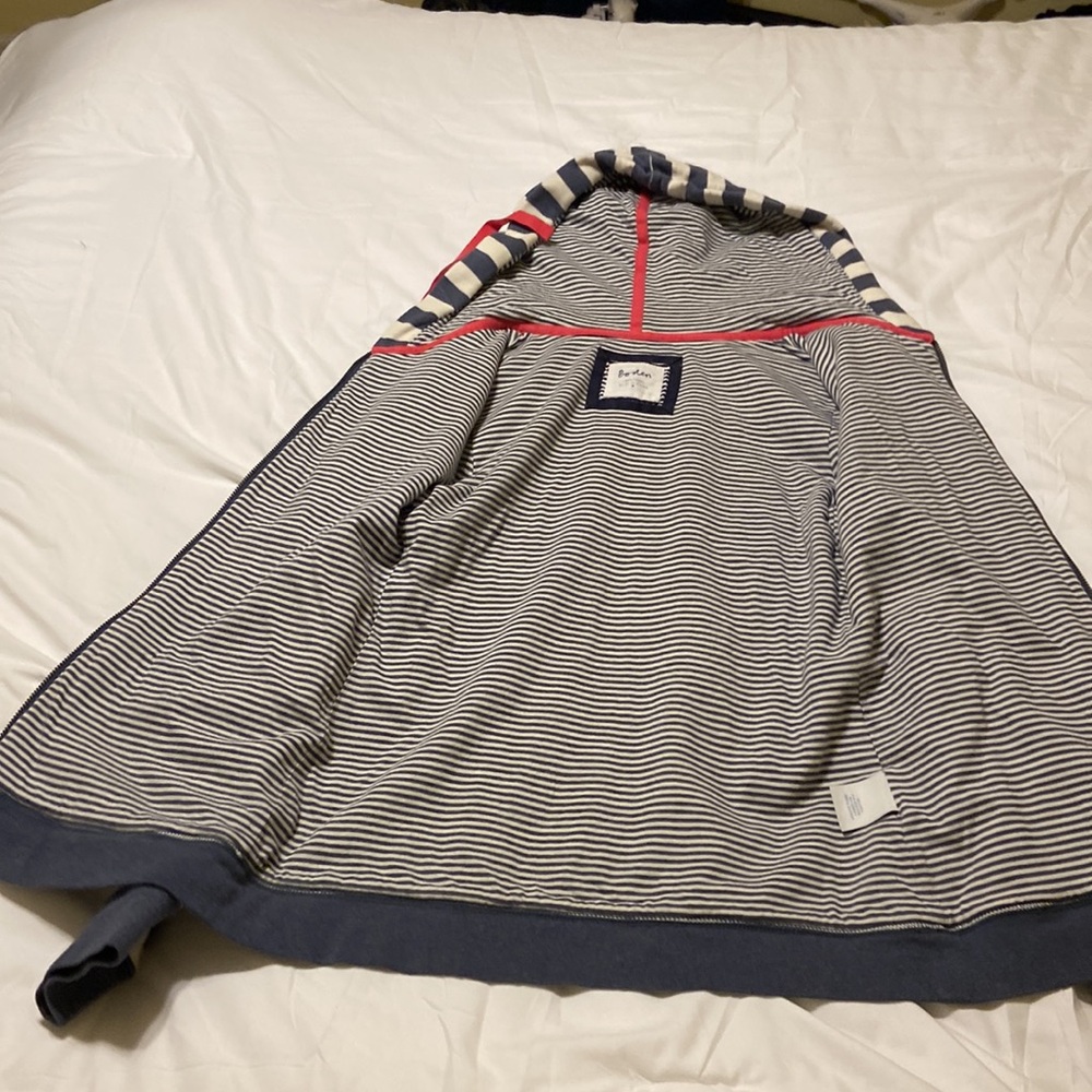 Boden Women’s Blue & White Striped Hoodie Pink accents Sz M EUC Medium Weight - Picture 11 of 17
